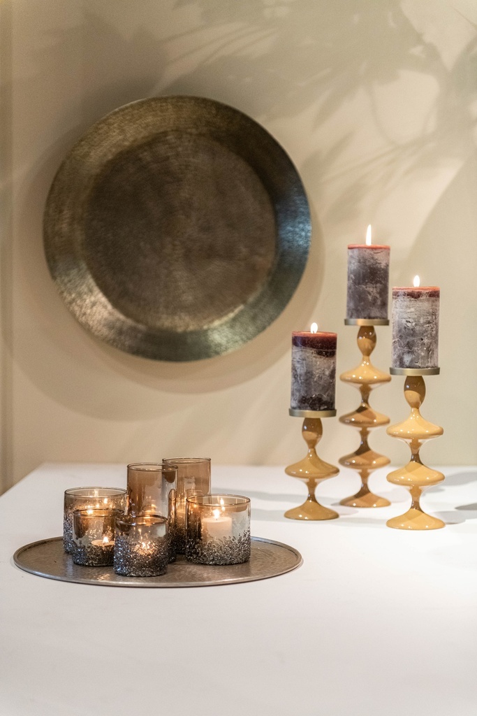 Enamel candleholder for Ø8,6 - metal - enamel gold - medium Ø10,5x29cm - p1/4