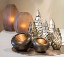 X-mas Tree silver gold crackle set of 3 - metal - Ø13x37,5cm / Ø12x28cm / Ø9x22cm - p/1/2