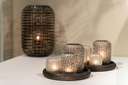 T-light holder round with cutting - light smoke - Ø9x9cm - 4/24