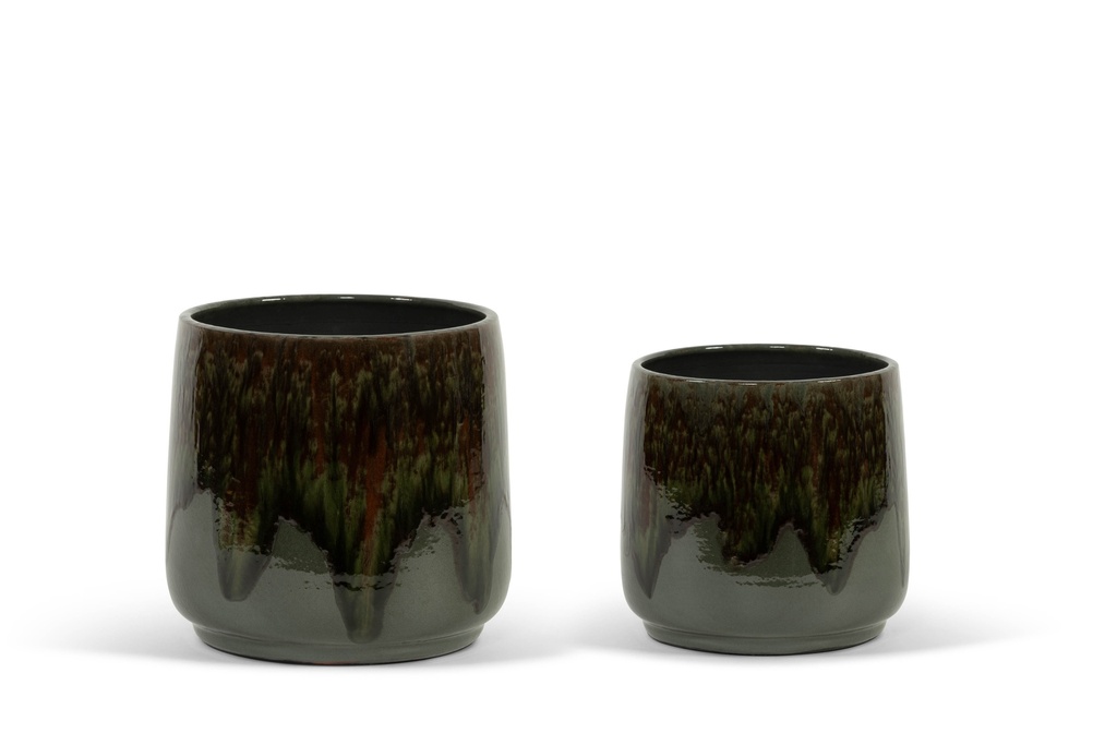 Flowerpot spotted green glazed - terracotta - green - Ø 32x32cm - p/1/1