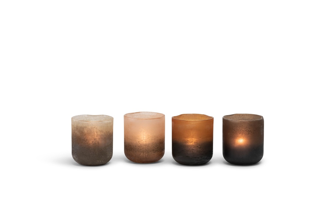 T-Light holder matt - sprayed half smoke half black - glass - Ø 12,5x11cm - 1/12