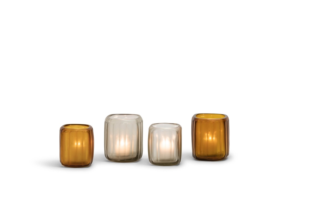 Vase square rounded vertical cutting light smoke medium - Ø11,5x12,5cm - 1/12