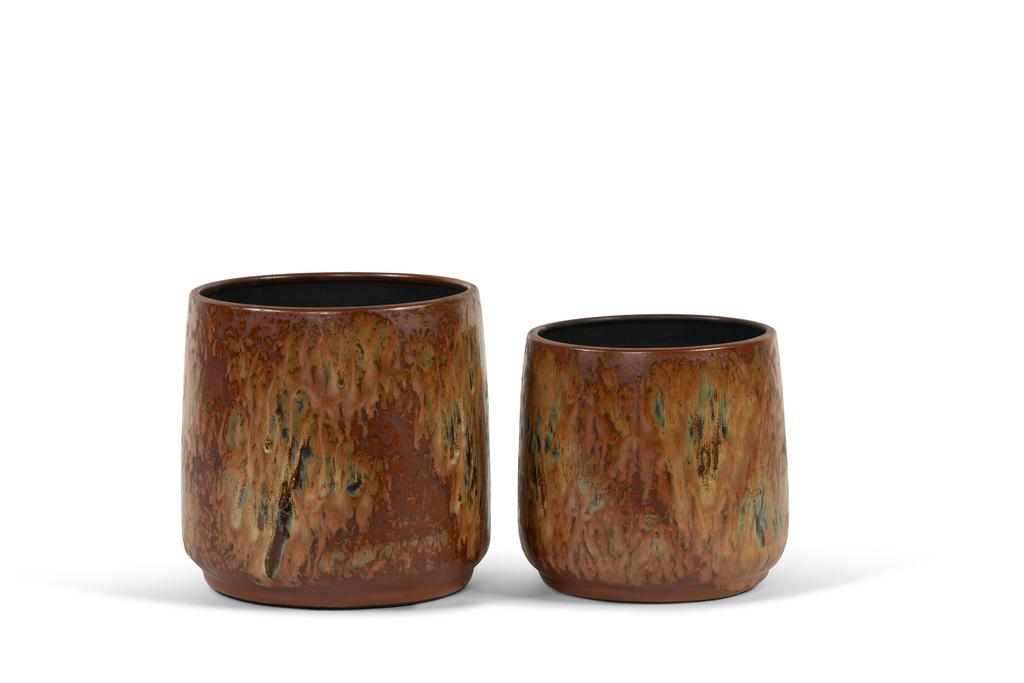 Flowerpot spotted brown glazed - terracotta - brown - Ø 32x32cm - p/1/1