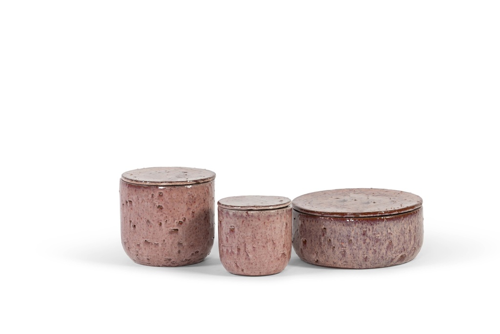 Terracotta scented outdoor candle - glazed with cover - burgundy - (perfume Lavender / Rosemary / Pine / Cinnamon)  - Ø 26x12cm - 1 ext. cot. - p /2