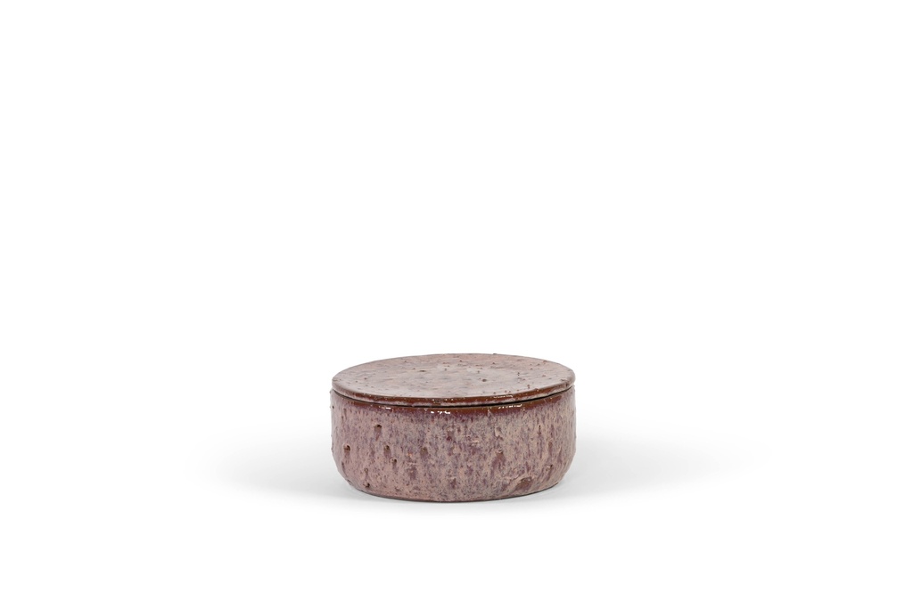 Terracotta scented outdoor candle - glazed with cover - burgundy - (perfume Lavender / Rosemary / Pine / Cinnamon)  - Ø 26x12cm - 1 ext. cot. - p /2