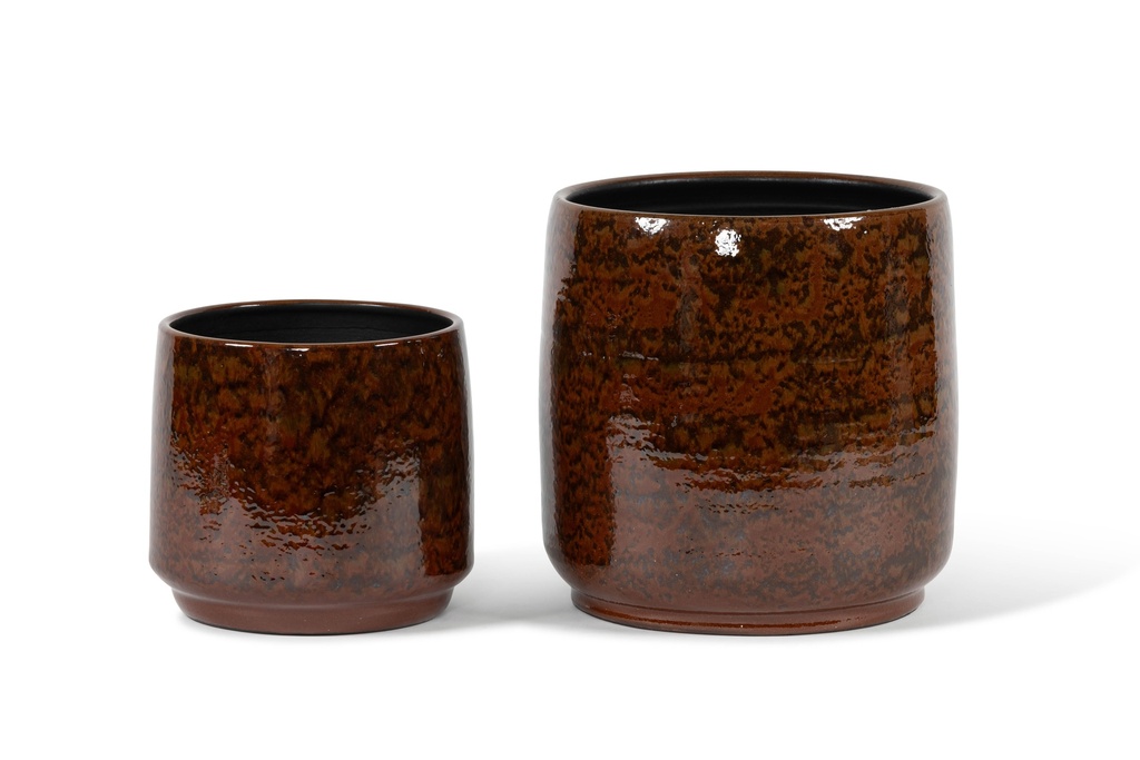 Flowerpot reactif glazed brown medium- Ø24 X 24cm - p 2