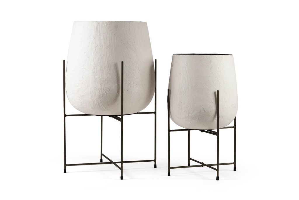 Planter papier maché finish on black stand - big - Ø 53x82cm - p/1/1