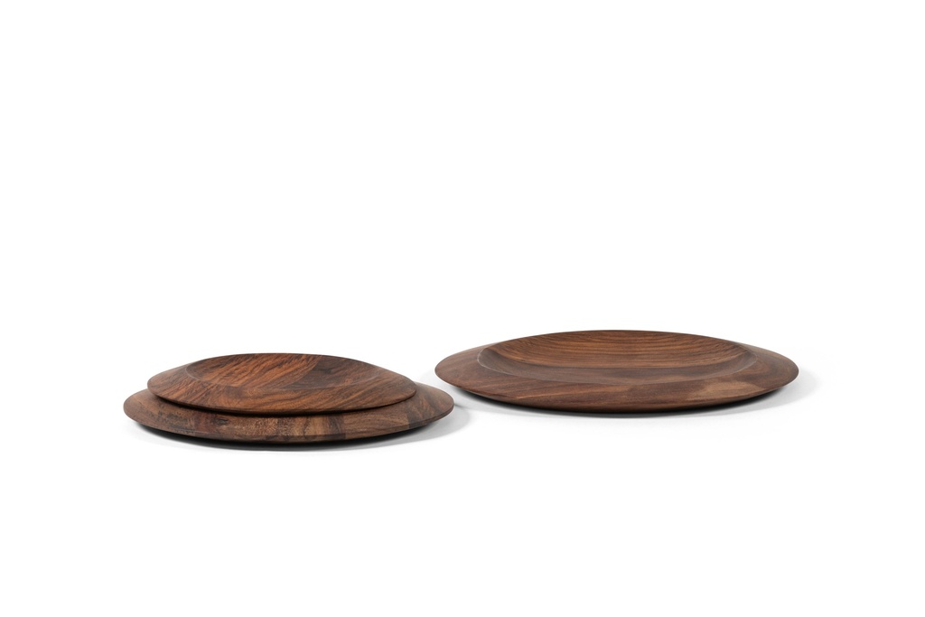 Wooden round tray large border natural oiled set of 3 - Ø25x2.5 / Ø30 x 2.5 / Ø35 x 2.5cm - p 1/2