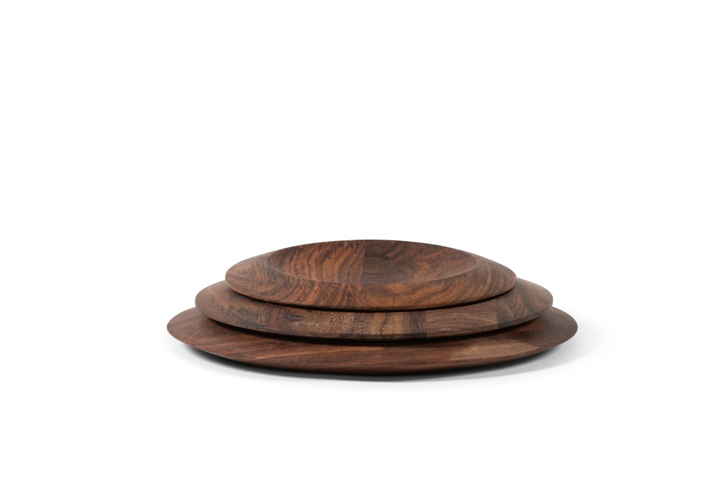 Wooden round tray large border natural oiled set of 3 - Ø25x2.5 / Ø30 x 2.5 / Ø35 x 2.5cm - p 1/2