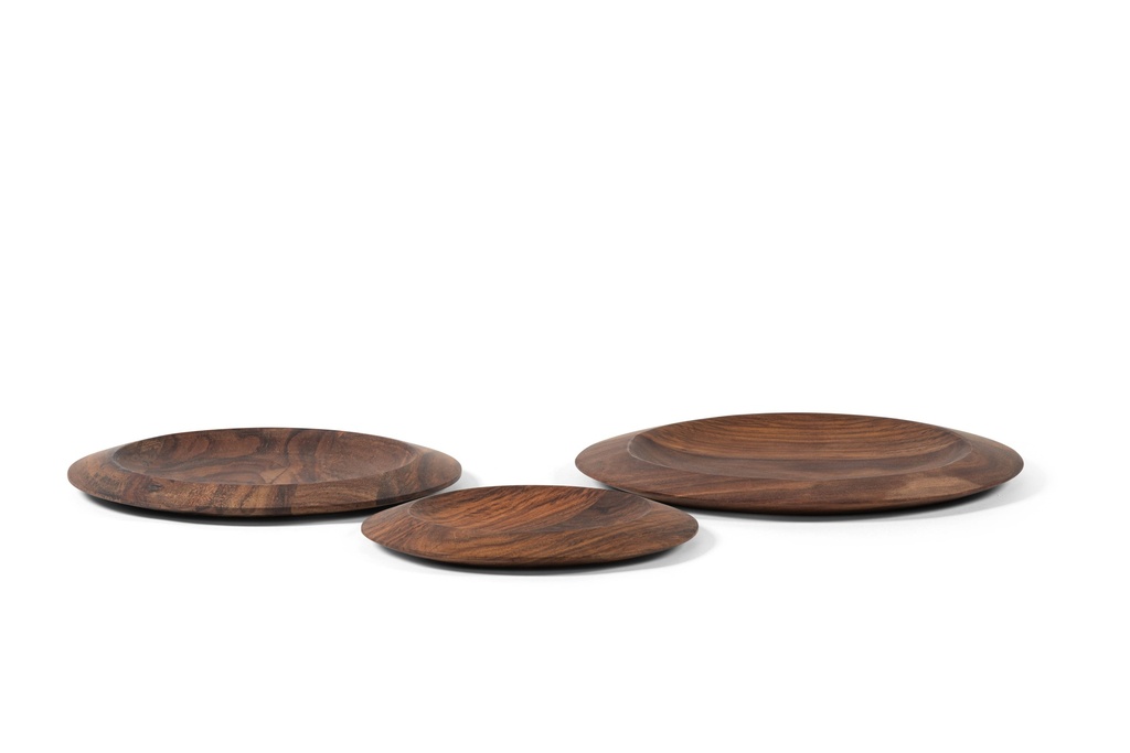 Wooden round tray large border natural oiled set of 3 - Ø25x2.5 / Ø30 x 2.5 / Ø35 x 2.5cm - p 1/2