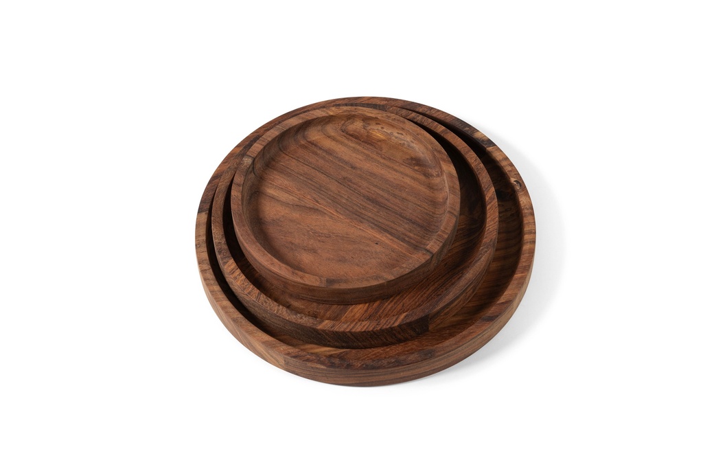 Wooden round tray natural oiled set of 3 - Ø20 x 2.5 / Ø25 x 2.5 / Ø30 x 2.5 - p 1/4