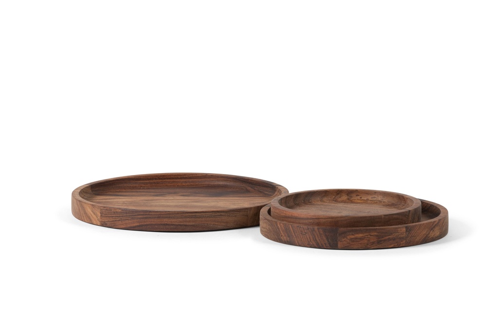 Wooden round tray natural oiled set of 3 - Ø20 x 2.5 / Ø25 x 2.5 / Ø30 x 2.5 - p 1/4