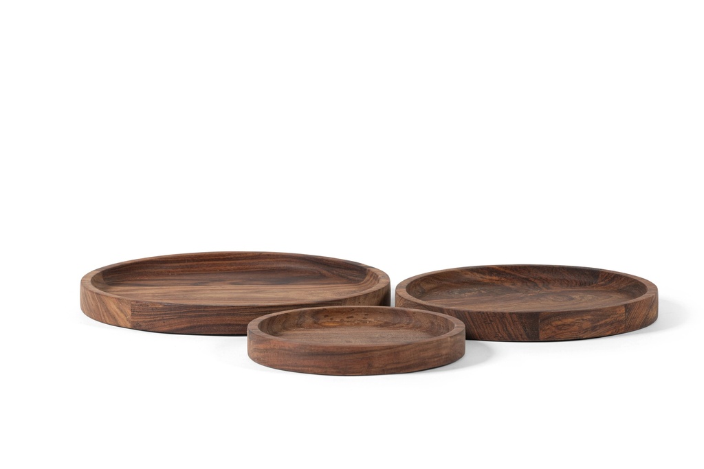 Wooden round tray natural oiled set of 3 - Ø20 x 2.5 / Ø25 x 2.5 / Ø30 x 2.5 - p 1/4