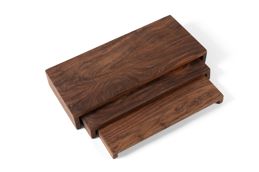 Wooden table riser natural oiled set of 3 - 40x22x3 / 45x22x5 / 50x22x7.5cm - p1/2