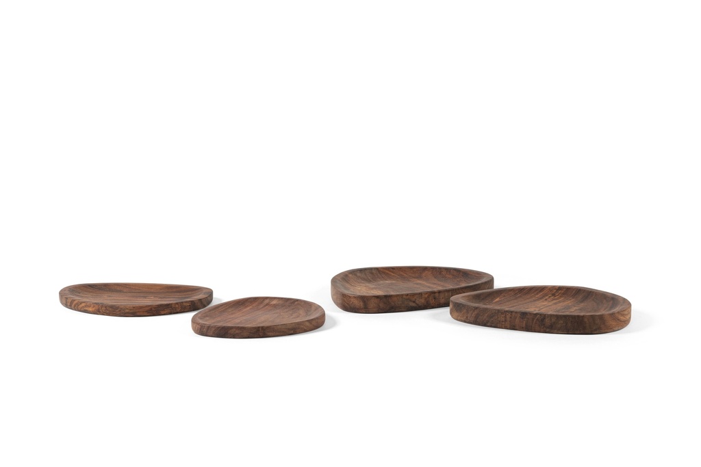 Wooden organic plate natural oiled set of 2 small + 2 big - 21x17x1.5 / 25x20x2.5cm - p 1/8