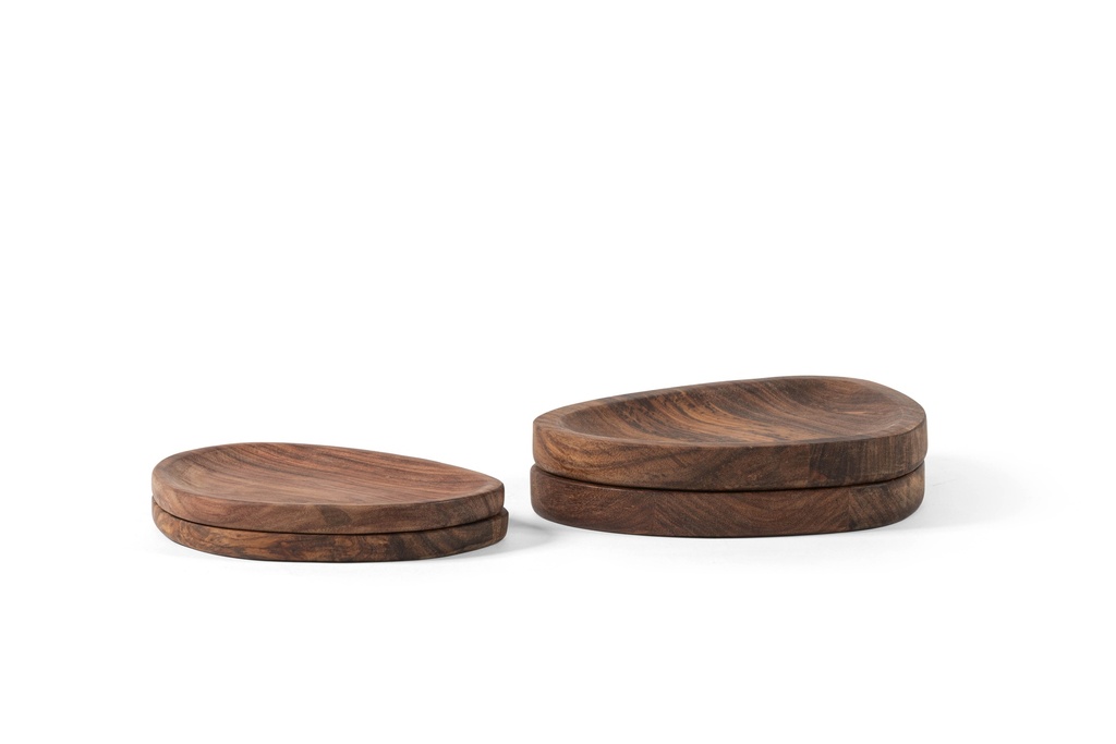 Wooden organic plate natural oiled set of 2 small + 2 big - 21x17x1.5 / 25x20x2.5cm - p 1/8