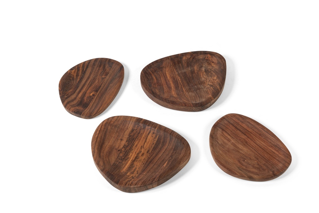 Wooden organic plate natural oiled set of 2 small + 2 big - 21x17x1.5 / 25x20x2.5cm - p 1/8