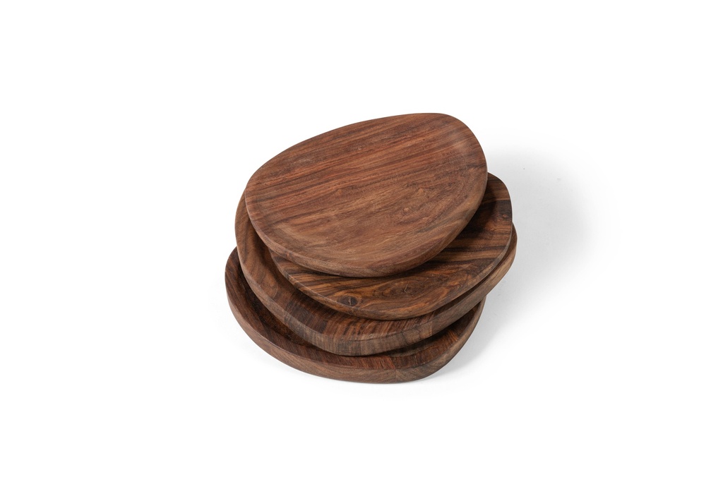 Wooden organic plate natural oiled set of 2 small + 2 big - 21x17x1.5 / 25x20x2.5cm - p 1/8