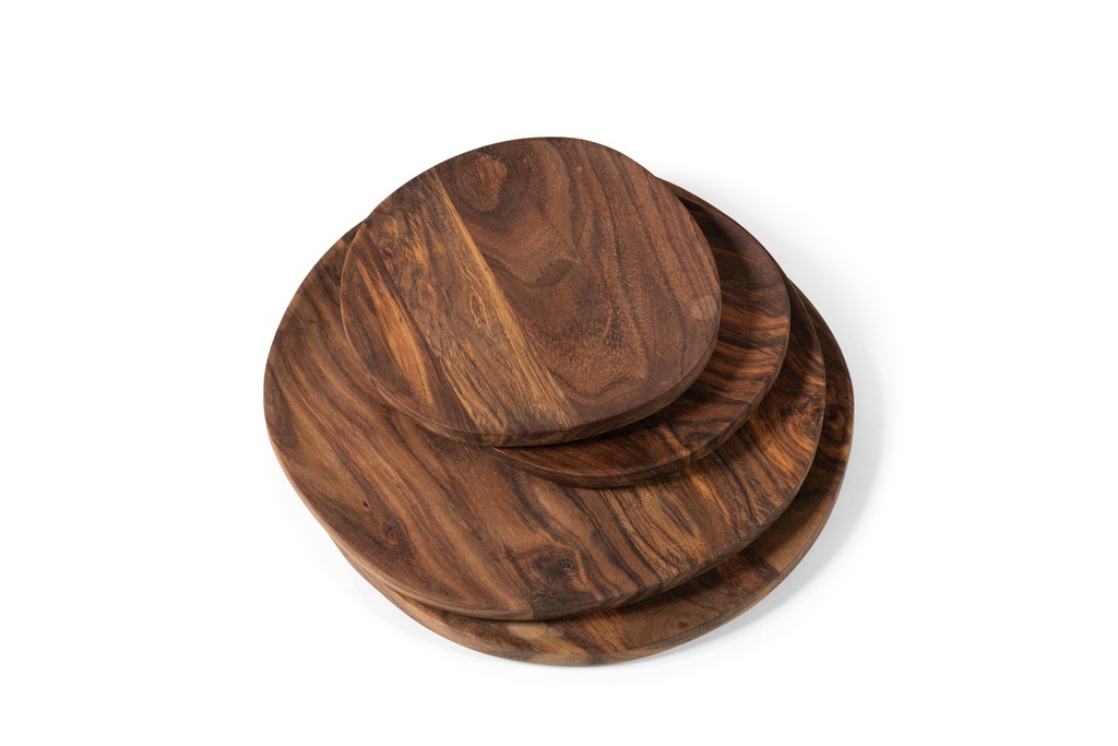Wooden round plate natural oiled set of 2 small + 2 big - Ø21 x 1.5 / Ø30 x 1.5 - p 1/8