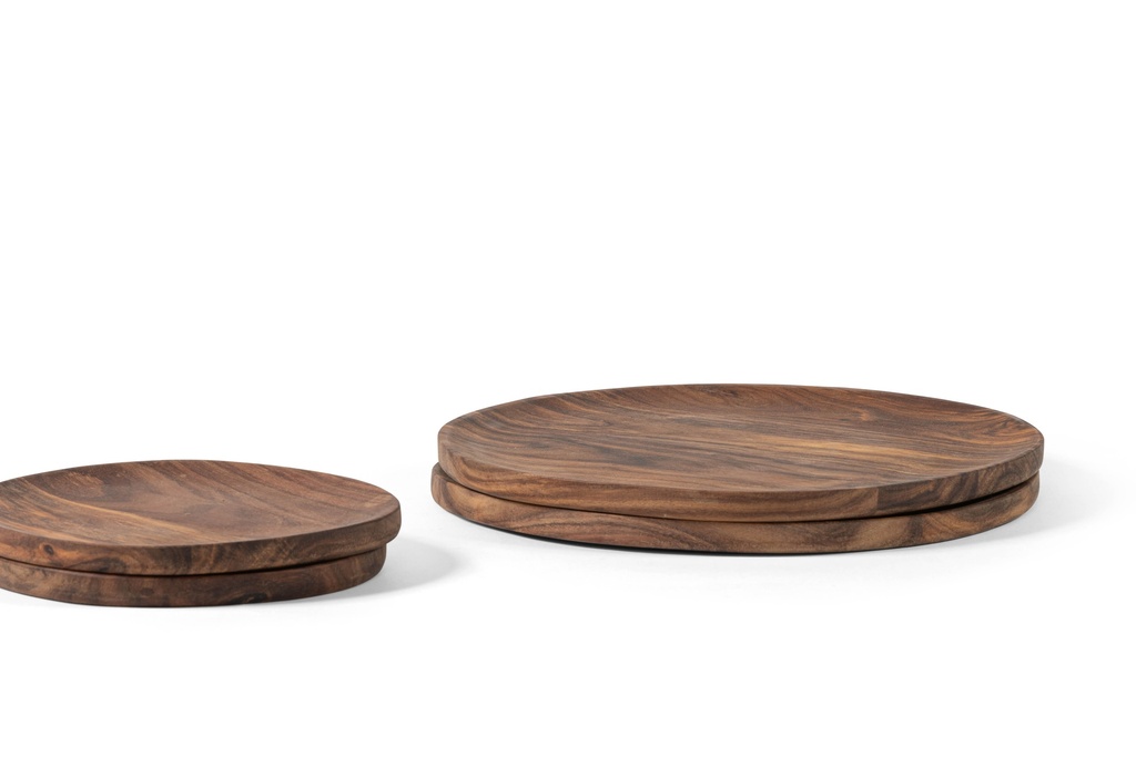 Wooden round plate natural oiled set of 2 small + 2 big - Ø21 x 1.5 / Ø30 x 1.5 - p 1/8