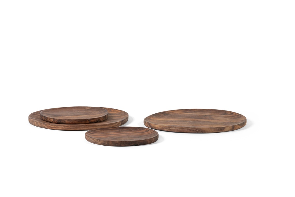 Wooden round plate natural oiled set of 2 small + 2 big - Ø21 x 1.5 / Ø30 x 1.5 - p 1/8