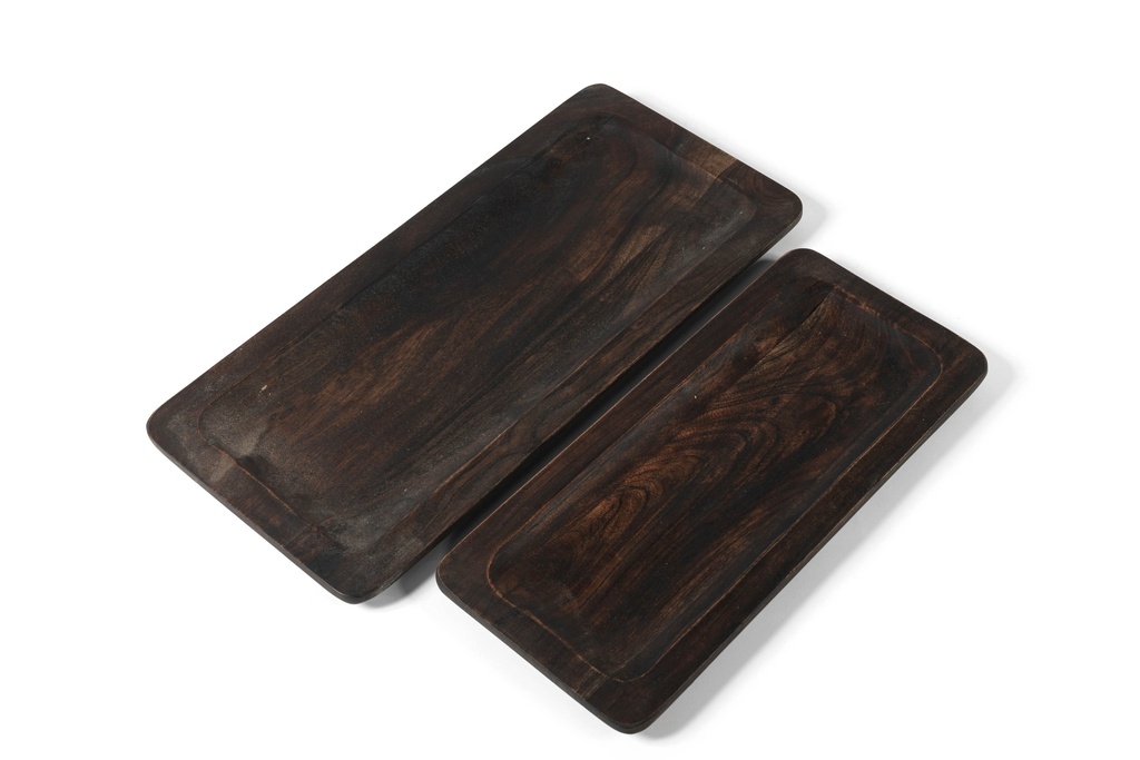 Wooden long tray blacked set of 2 - 45 x 20 x 2.5 / 55 x 25 x 2.5 - p 1/2