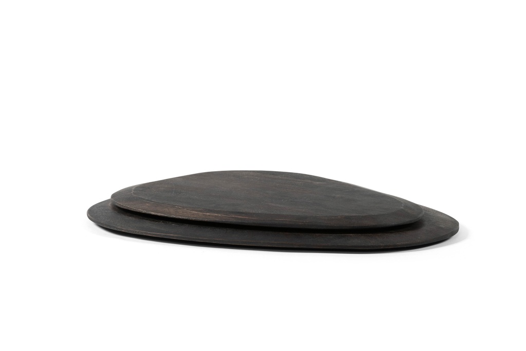 Wooden organic plate blacked set of 2 small + 2 big - 38 x 29 x 1.5 / 44 x 35 x 1.5 cm - p 1/2