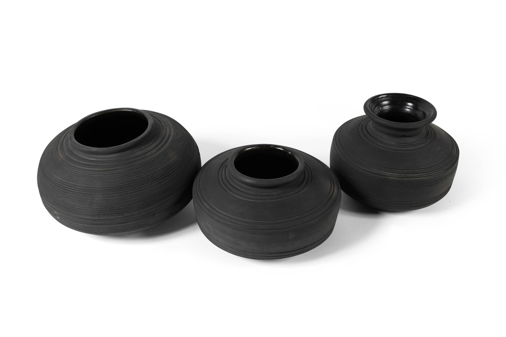 TERRACOTTA COTTA POT BURNED BLACK - Ø28,5x16cm - p/1/1