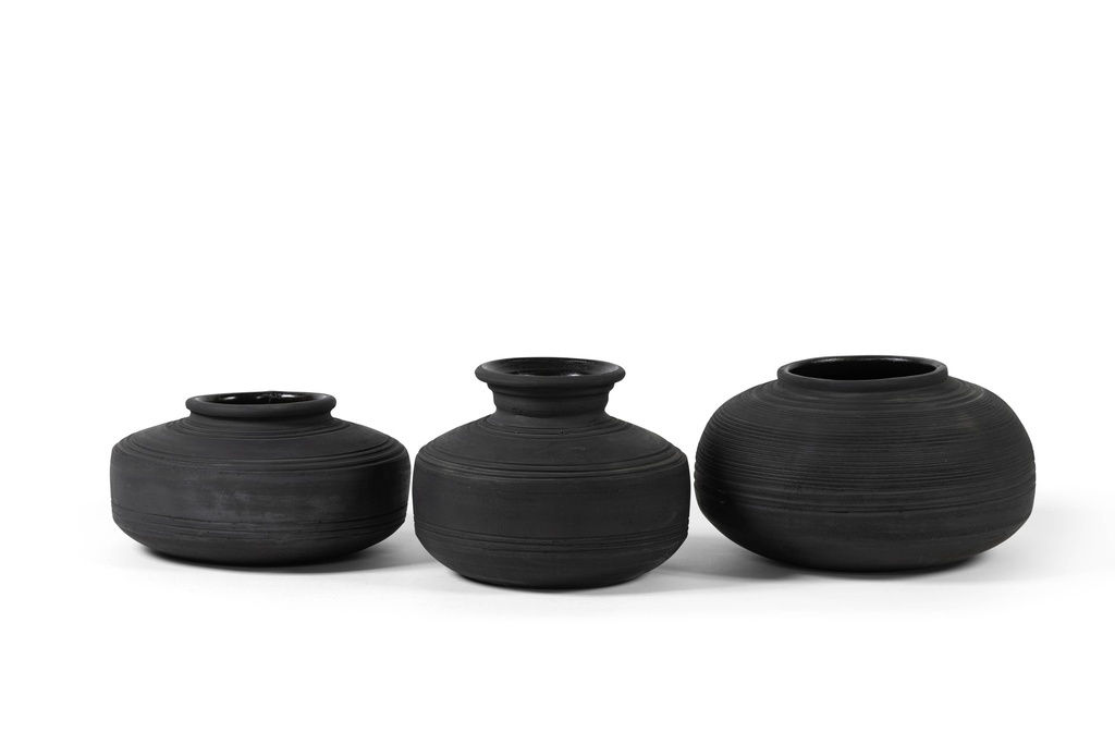 TERRACOTTA COTTA POT BURNED BLACK - Ø28x20cm - p/1/1