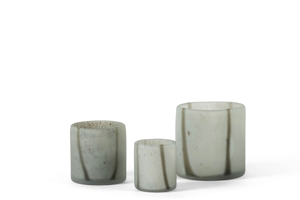 T-light holder multi lines green matt small - green - Ø9 x 10cm - p 4/24