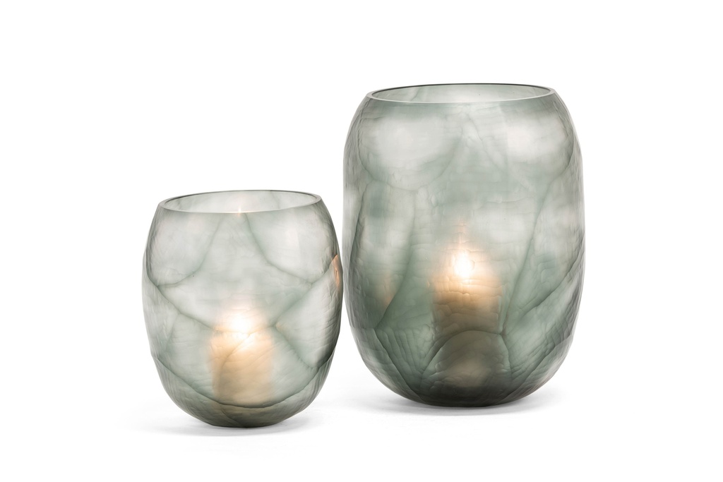 Mouthblown cutted vase small - grey clear - Ø28 x 32cm - p 1/1