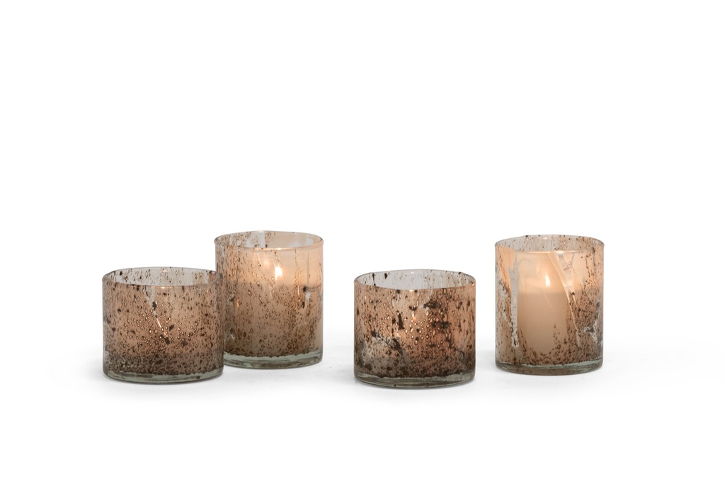 T-light holder spotted peach - Ø8 x 9cm - p 6/24