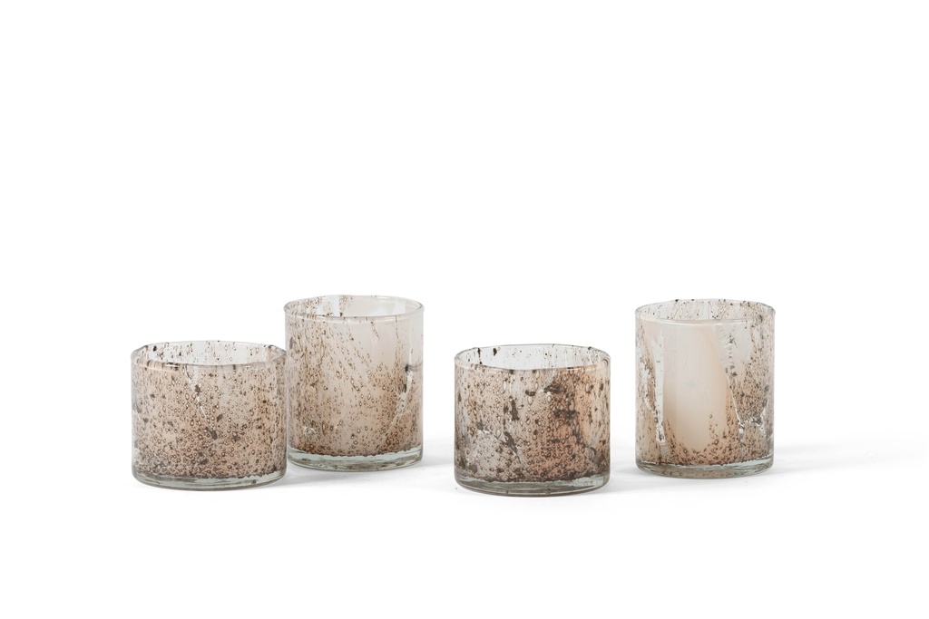 T-light holder spotted peach - Ø8 x 9cm - p 6/24