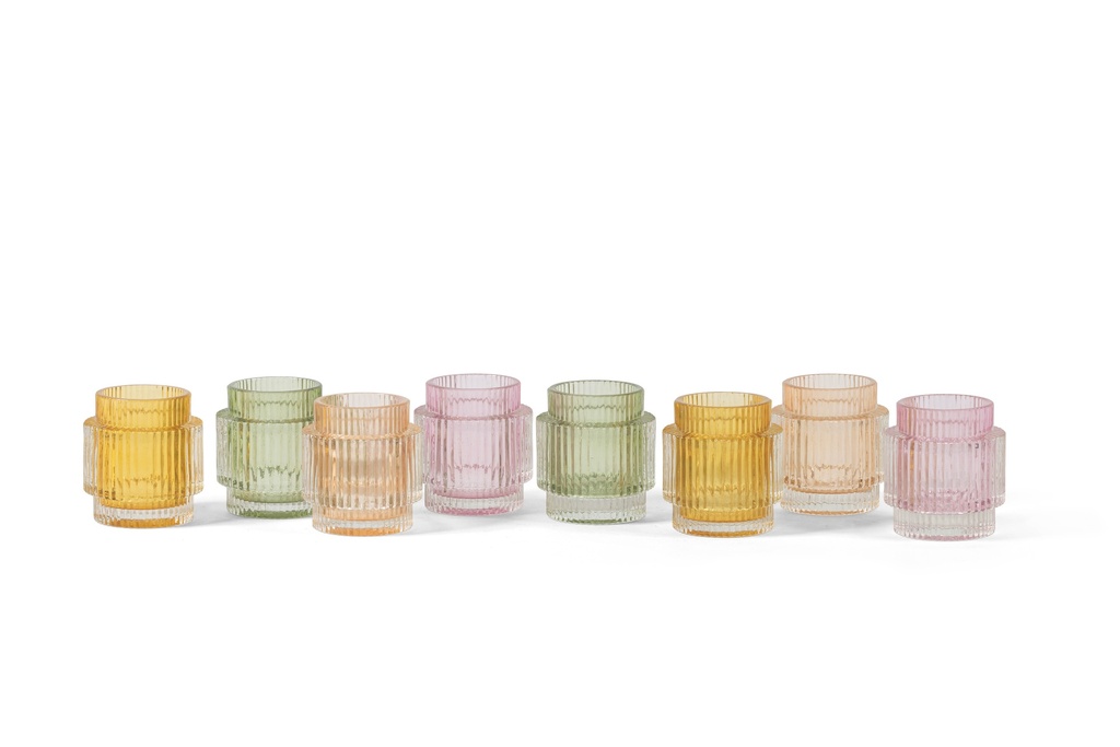 T-light holder ribbed sprayed amber - Ø9 x 10cm - p 4/12