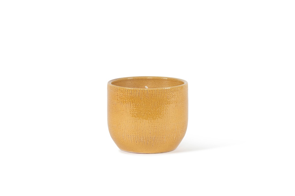 Flowerpot glazed Honey Big - Ø 19 x 16 cm - outdoor candle -1 ext. coton wick - p/4