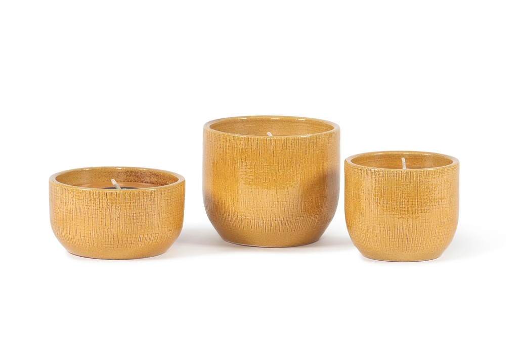 Bowl glazed Honey - Ø 18 x 10 cm - outdoor candle -1 ext. coton wick - p/4