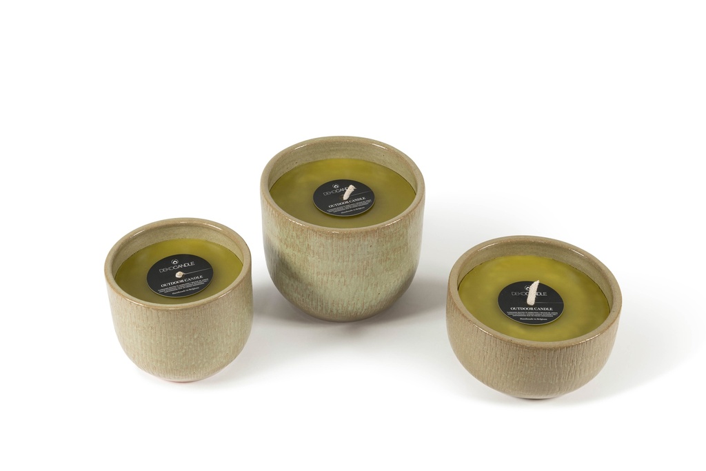 Flowerpot Glazed Green Small - Ø 15 x 13 cm - outdoor candle -1 ext. coton wick - p/6