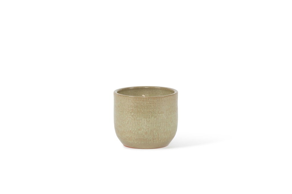 Flowerpot Glazed Green Small - Ø 15 x 13 cm - outdoor candle -1 ext. coton wick - p/6