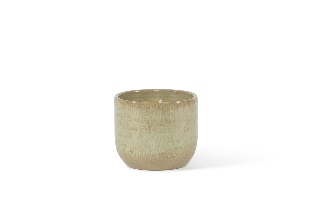 Flowerpot Glazed Green Big - Ø 19 x 16 cm - outdoor candle -1 ext. coton wick - p/4
