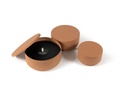 Metal Box with cover texture terracotta - Set of 3 - Ø 16x15 cm /Ø 20x19cm /Ø23x12cm - 1 - ext. cot. - p/1
