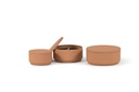 Metal Box with cover texture terracotta - Set of 3 - Ø 16x15 cm /Ø 20x19cm /Ø23x12cm - 1 - ext. cot. - p/1