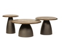 Coffee table - matt brown brushed wood + brown metal foot small - Ø45 x 50cm - p 1/1