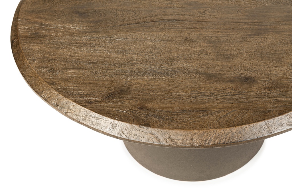 Coffee table - matt brown brushed wood + brown metal foot small - Ø45 x 50cm - p 1/1