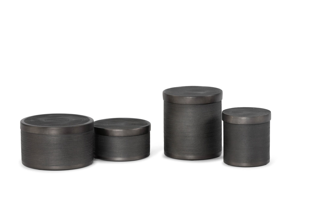 Box bindi design with cover - low - black - set of 2 - Ø18x10cm - Ø15x8cm - p/1/30