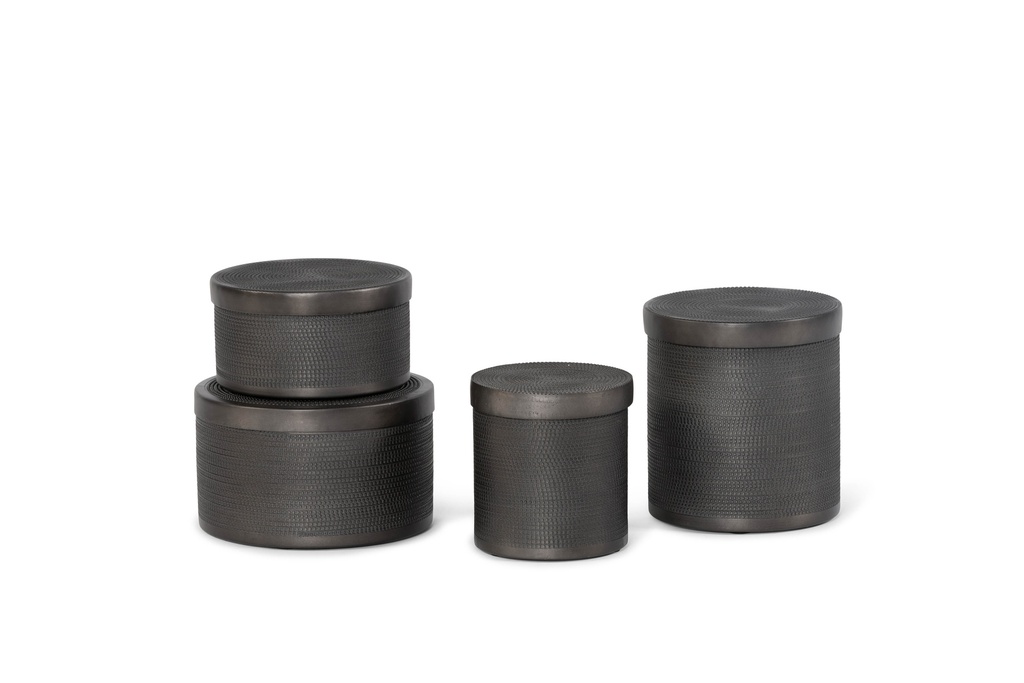 Box bindi design with cover - high - black - set of 3 - Ø15x15cm - Ø12x12cm - p/1/36