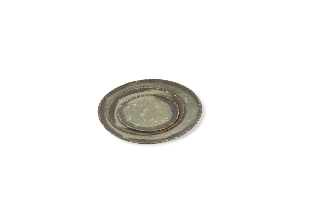 Candleplate metal green patina - small - Ø10,5x1cm- p6/108