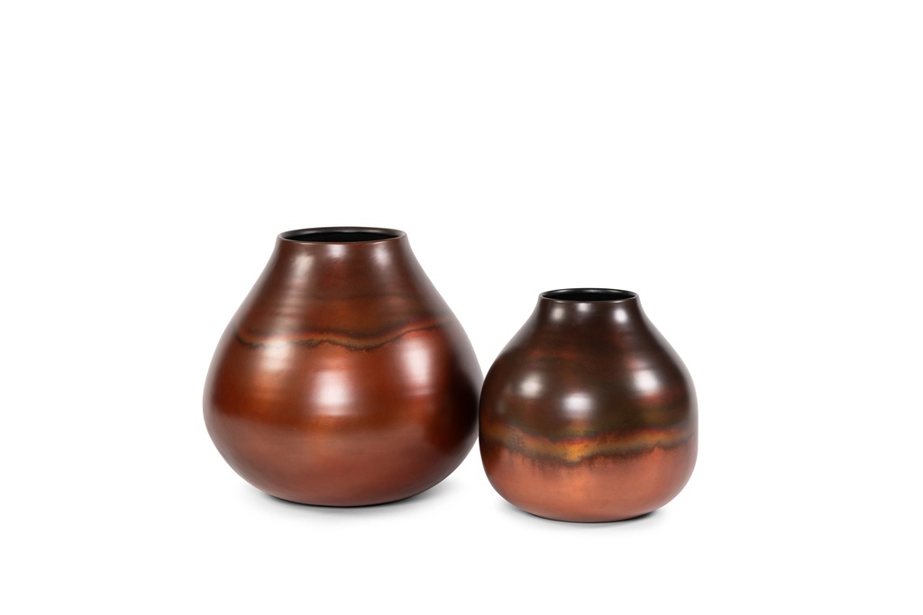 Vase metal - burned copper patina - large - Ø 40x38cm - p/1