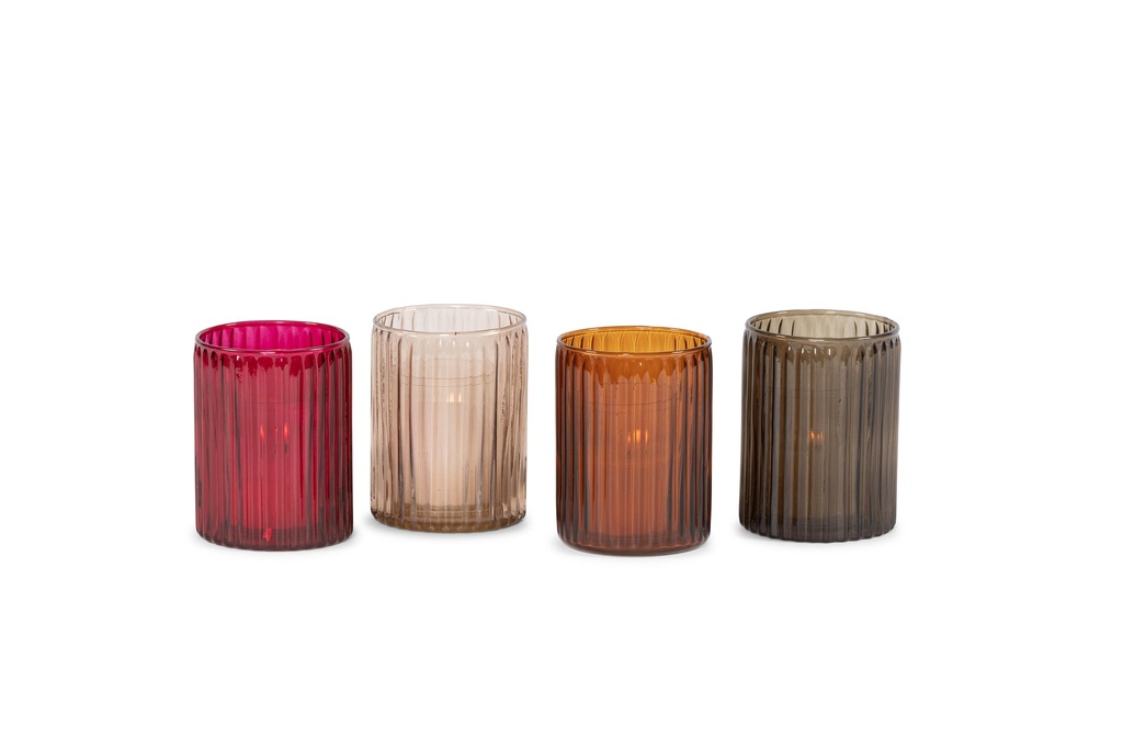 Votive ribbed sprayed - bronze - small - Ø8x10cm - p/6/36