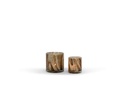 Thick votive cylinder bark design - glass - brown - Ø 14x15cm - p/4
