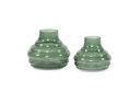Vase bottle neck - stone finish - sprayed - green - large - Ø25x18cm - p/1/2
